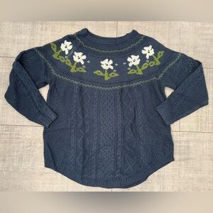 NWT BLOOMCHIC Floral Jacquard Raglan Sleeve Sweater Size Large 12